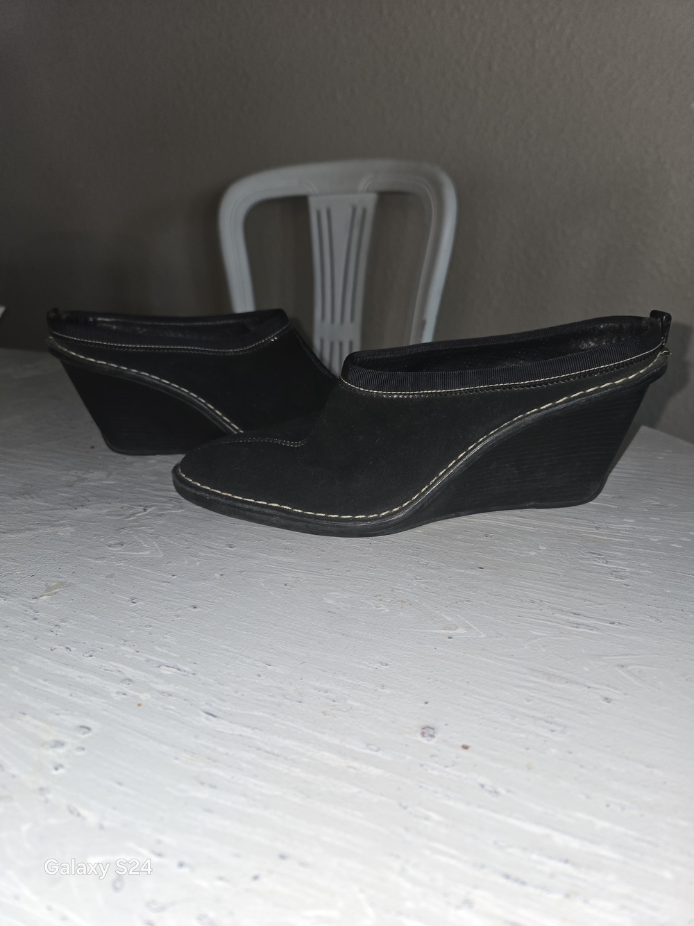 Cole Haan Black Suede Wedge Mule Womens 7.5